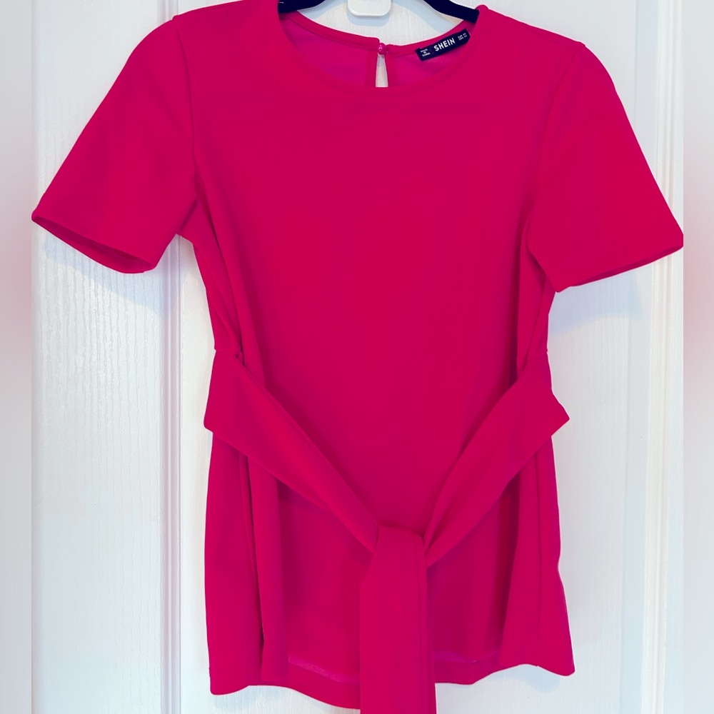 Fuchsia Tie Front Blouse